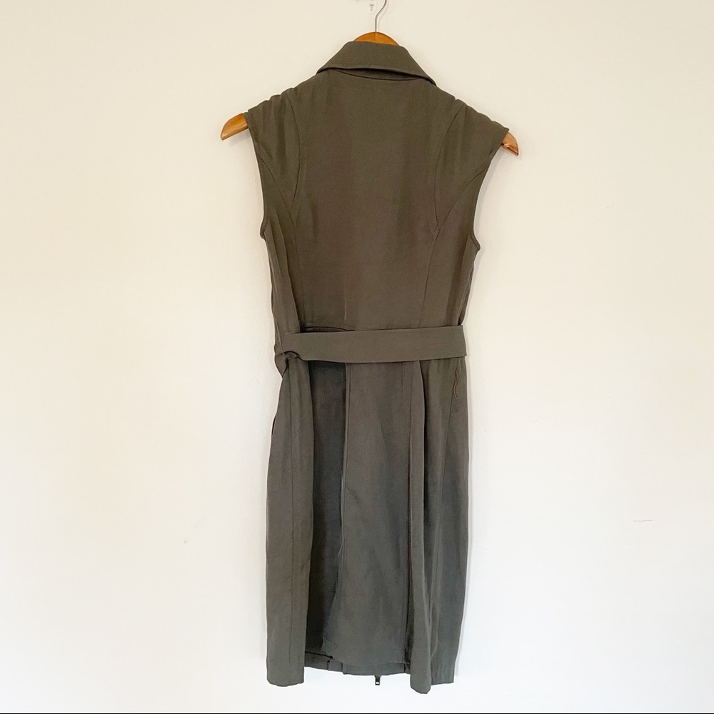 Alexander Wang Twill Olive Green Military Sheath Zipper Designer Dress 4 - Picture 2 of 11